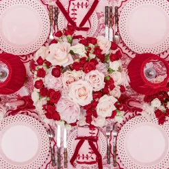 Pink Basketweave Dinner & Starter Plates (Set of 8)