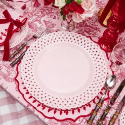 Pink Basketweave Dinner & Starter Plates (Set of 8)
