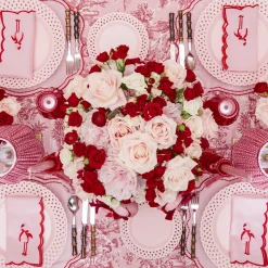 Pink Basketweave Dinner & Starter Plates (Set of 8)