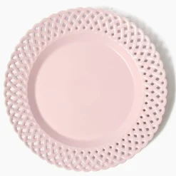 Pink Basketweave Dinner Plate