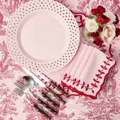 Pink Basketweave Dinner Plate