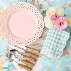 Pink Basketweave Dinner Plate (Set of 4)