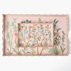 Pink Chinoiserie Tole Tray