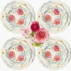 Pink Flowers Dinner & Starter Plates (Set of 8)