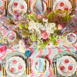 Pink Flowers Dinner & Starter Plates (Set of 8)