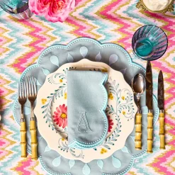 Pink Flowers Dinner & Starter Plates (Set of 8)