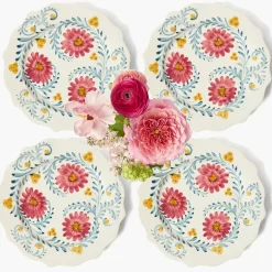 Pink Flowers Dinner Plates (Set of 4)