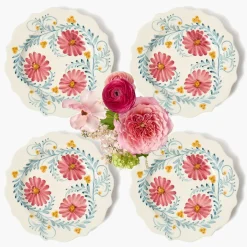 Pink Flowers Starter Plates (Set of 4)