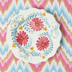 Pink Flowers Starter Plates (Set of 4)