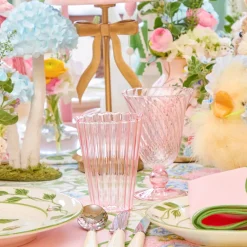 Pink Fluted Glassware (Set of 8)