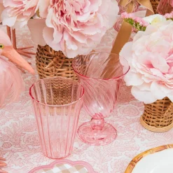 Pink Fluted Water Glasses (Set of 4)