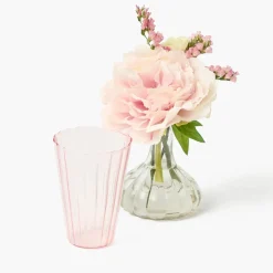 Pink Fluted Water Glasses (Set of 4)