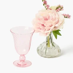 Pink Fluted Wine Glasses (Set of 4)