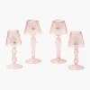 Pink Glass Lantern Tea Light Holder Set