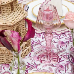Pink Glass Lantern Tea Light Holder Set
