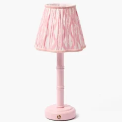 Pink Leonora Lacquer Rechargeable Lamp with Pink Ikat Shade (18cm)