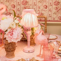 Pink Leonora Lacquer Rechargeable Lamp with Pink Ikat Bow Shade (18cm)