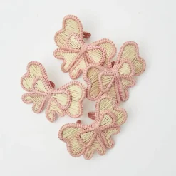 Pink Wicker Napkin Bow (Set of 4)