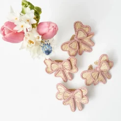 Pink Wicker Napkin Bow (Set of 4)