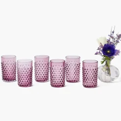 Purple Hobnail Glasses (Set of 6)