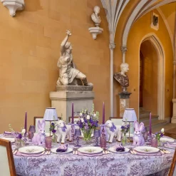 Purple Ottilie Toile Tablecloth