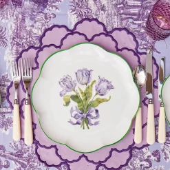 Purple Tulip Dinner & Starter Plates (Set of 8)