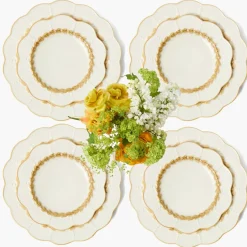 Putty Laurel Dinner & Starter Plates (Set of 8)