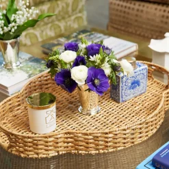Quatrefoil Rattan Tray