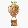 Rattan Hot Air Balloon with Green Grosgrain Bow