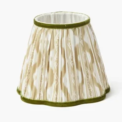 Rattan Ursula Rechargeable Lamp with Putty & Green Ikat Shade (18cm)