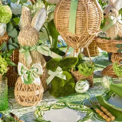Rattan Woven Egg Family with Loops