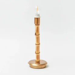 Rechargeable Bamboo Lamp with Soft Blue Lotus Shade (18cm)