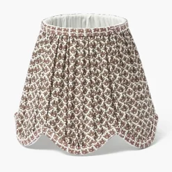Rechargeable Bamboo Lamp & Chocolate Lotus Deep Scalloped Shade (18cm)