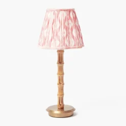 Rechargeable Bamboo Lamp & Pink Ikat Shade (18cm)
