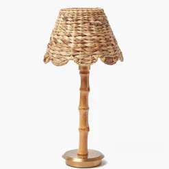 Rechargeable Bamboo Lamp with Natural Seagrass Shade