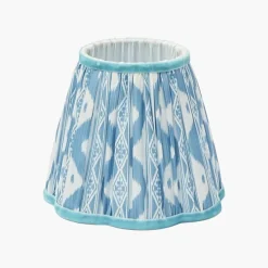Rechargeable Bamboo Lamp with Blue Ikat Shade (18cm)