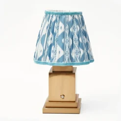 Rechargeable Lamp with Blue Ikat Shade (18cm)