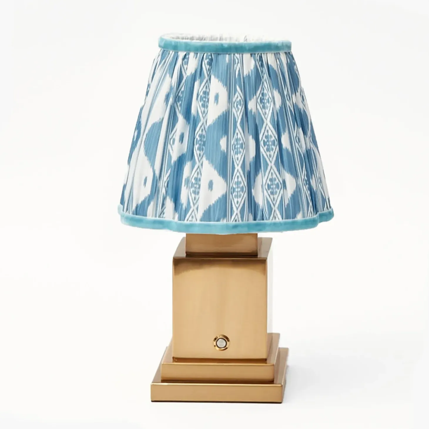 Rechargeable Lamp with Blue Ikat Shade (18cm)