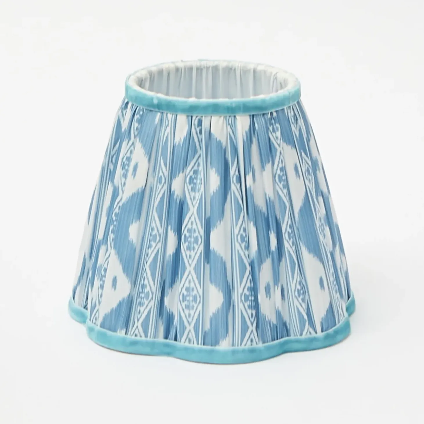 Rechargeable Lamp with Blue Ikat Shade (18cm)