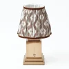 Rechargeable Lamp with Chocolate Ikat Shade (18cm)