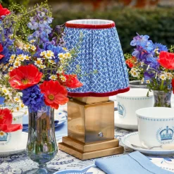 Rechargeable Lamp with Cobalt & Red Lotus Shade (18cm)