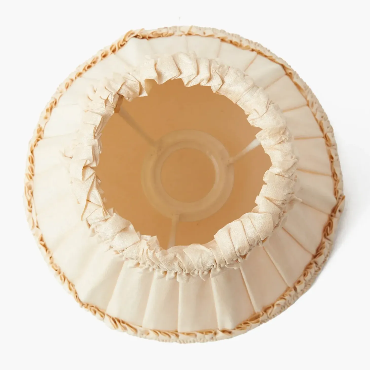 Rechargeable Lamp with Cream Frilled Silk Shade (18cm)