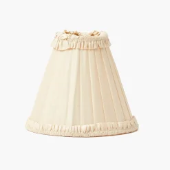 Rechargeable Lamp with Cream Frilled Silk Shade (18cm)