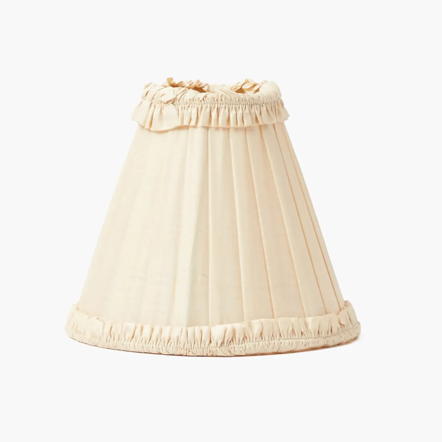 Rechargeable Lamp with Cream Frilled Silk Shade (18cm)