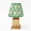 Rechargeable Lamp with Green Ikat Shade (18cm)