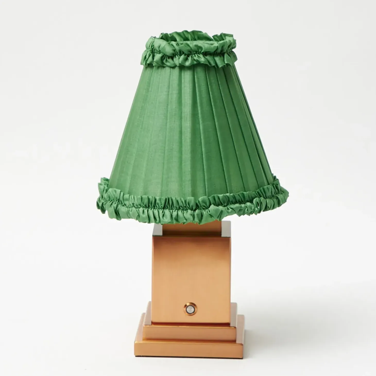 Rechargeable Lamp with Green Frilled Shade (18cm)