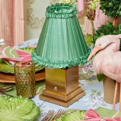 Rechargeable Lamp with Green Frilled Shade (18cm)