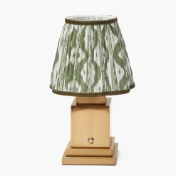 Rechargeable Lamp with Olive Ikat Shade (18cm)