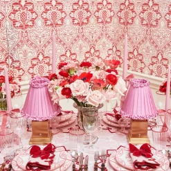Rechargeable Lamp with Pink Frilled Shade (18cm)