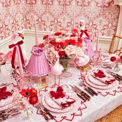 Rechargeable Lamp with Pink Frilled Shade (18cm)